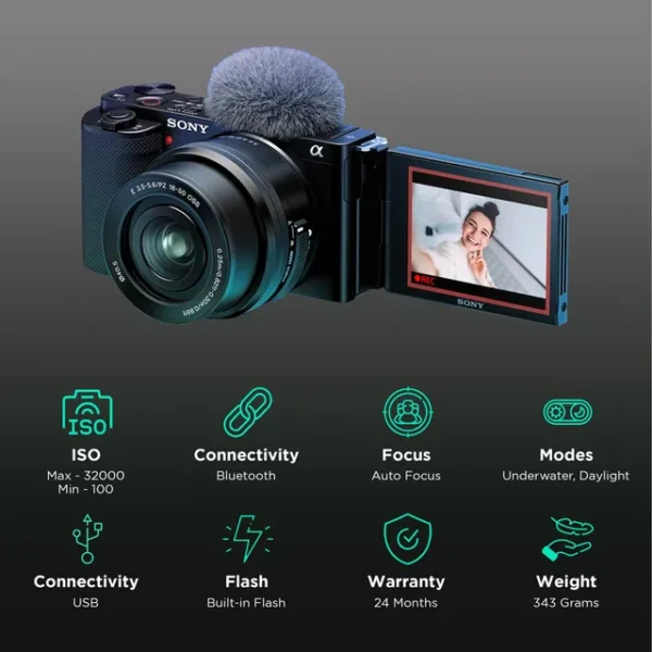 Sony Alpha ZV-E10L Interchangeable Lens Vlog Digital Camera, Large APS-C type 24.2-Megapixel Exmor CMOS Sensor With 16-50 mm - Image 4
